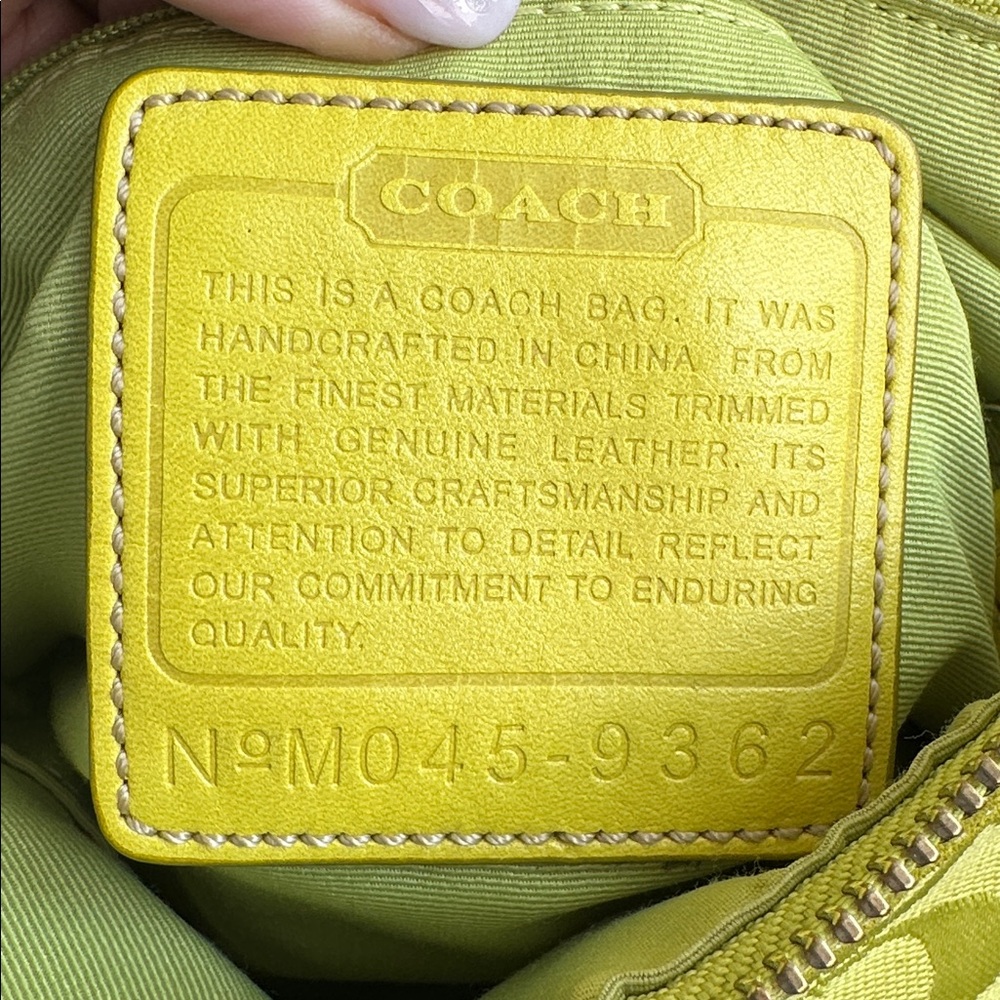 Coach Yellow Green Signature Shoulder Bag - Picture 11 of 16